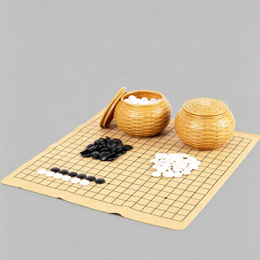 Beginner Go Board Game Set with Leather Board & Stones