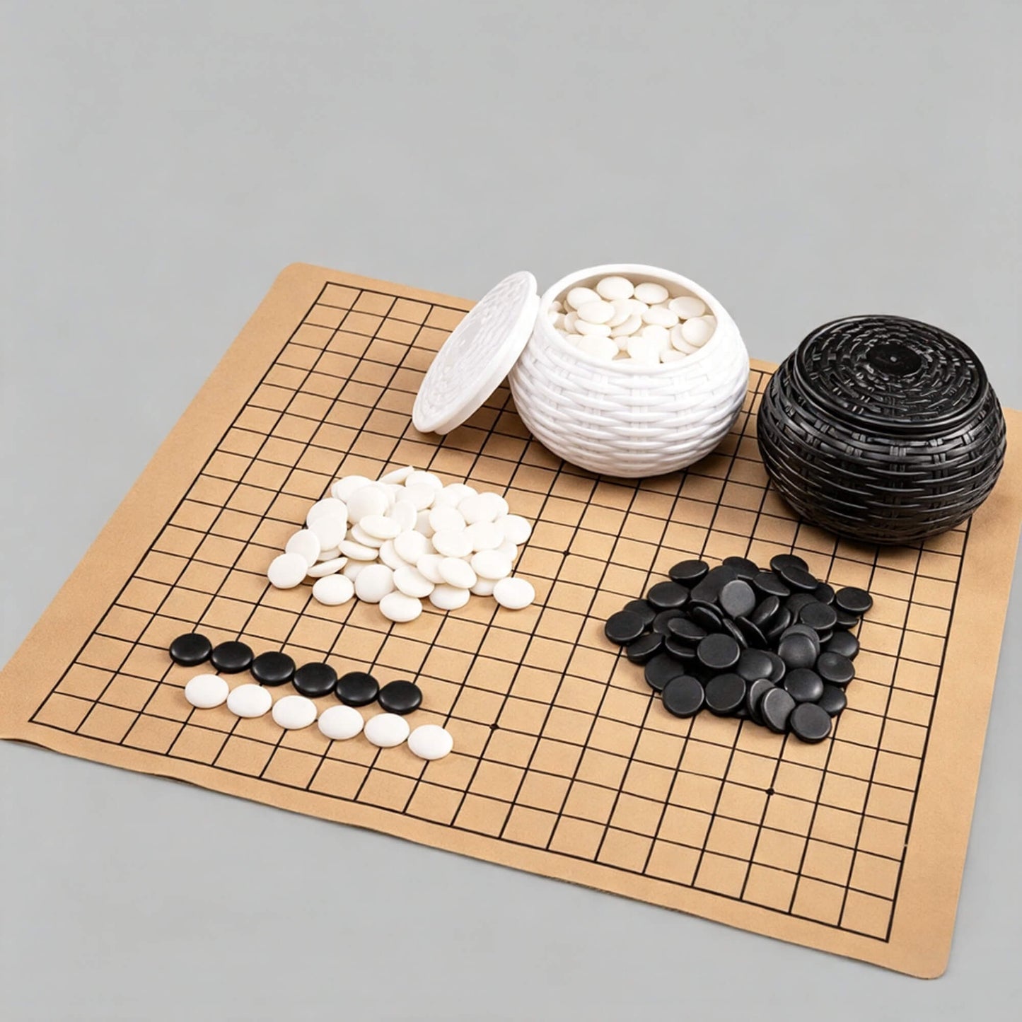 Beginner Go Board Game Set with Leather Board & Stones