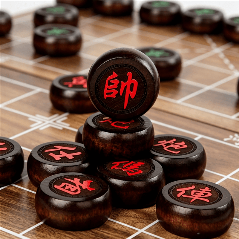 Chinese Chess (Xiangqi) Set with Folding Board & Birch Wood Pieces