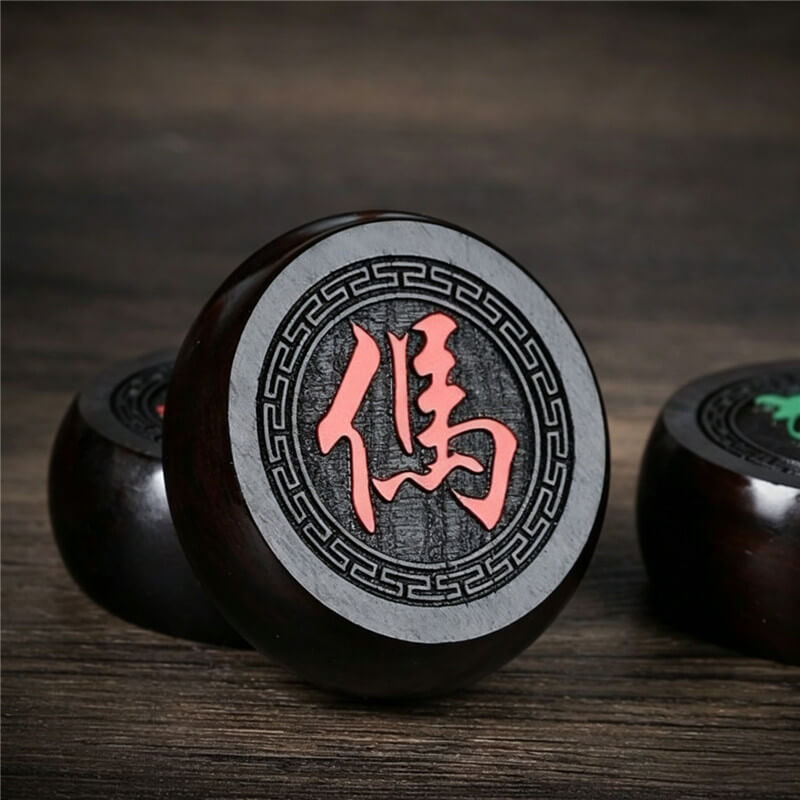 Ebony Wood Chinese Chess Set with Folding Wooden Board