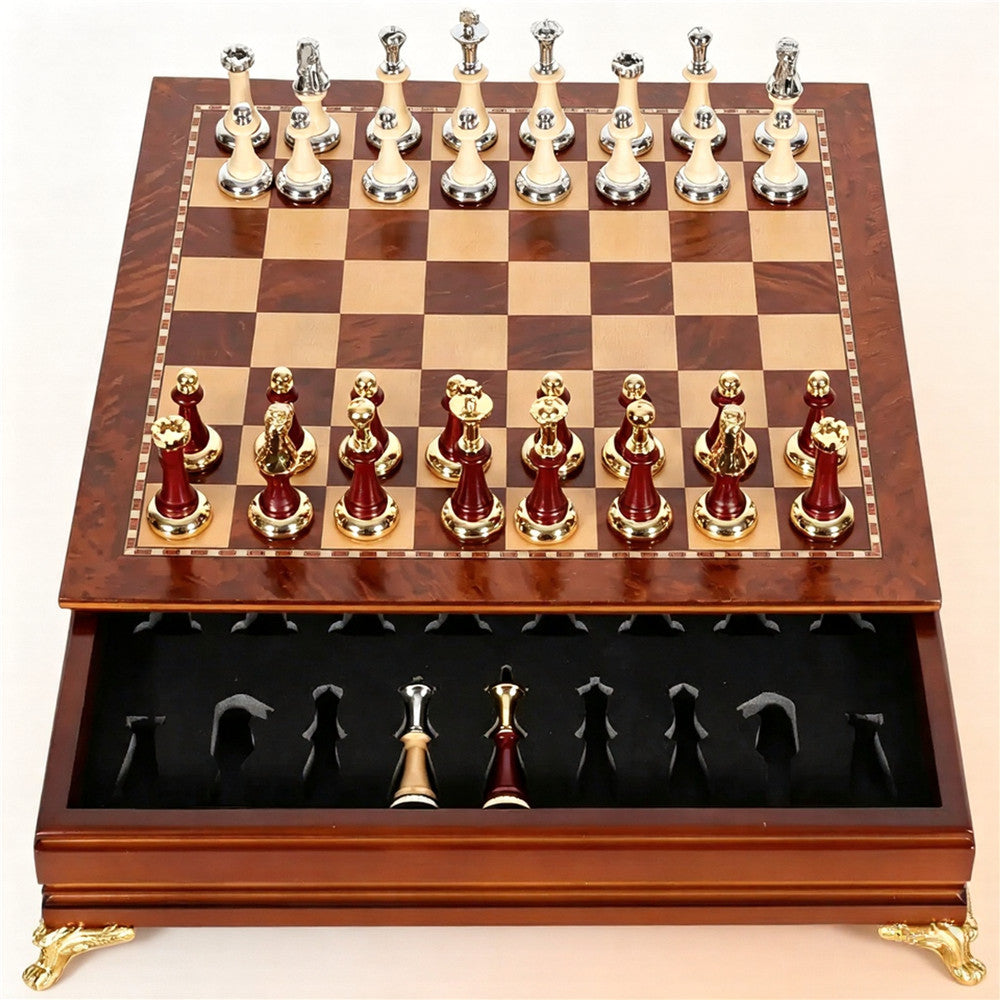 Best Wooden Drawer Chess Set with Metal Chess Pieces