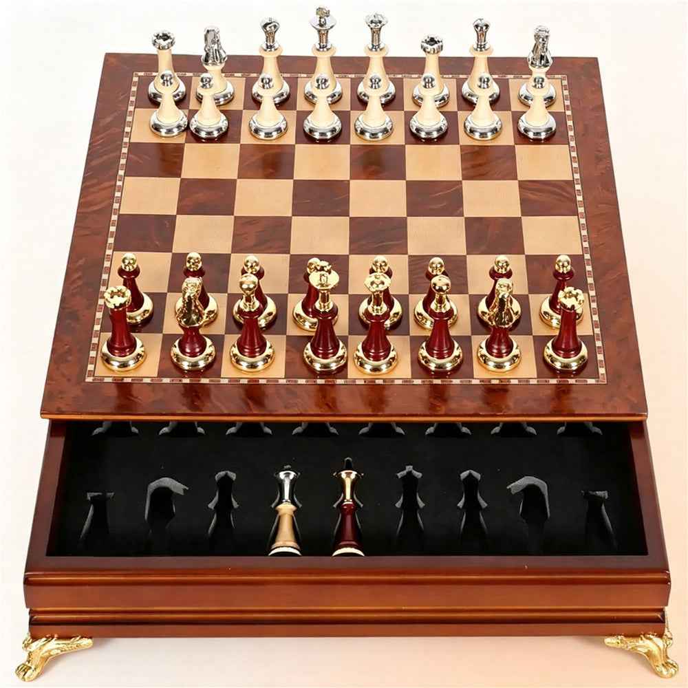 Best Wooden Drawer Chess Set with Metal Chess Pieces