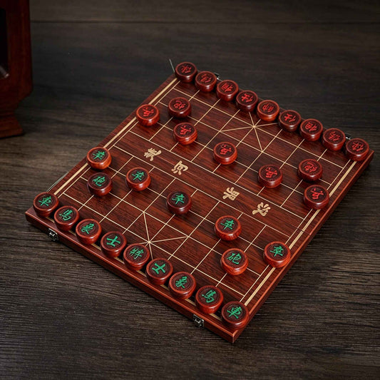 Rosewood Chinese Chess (Xiangqi) Set with Folding Wooden Board