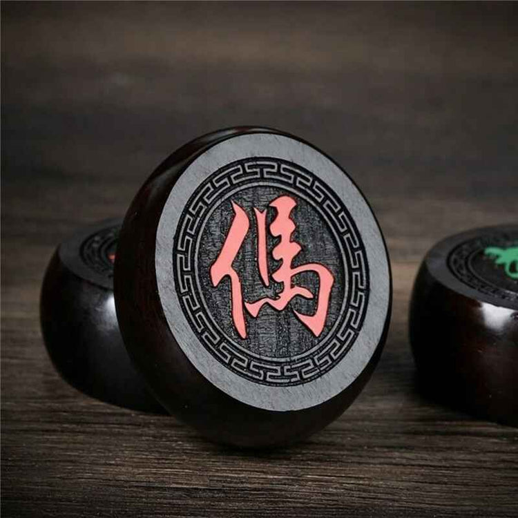Ebony Wood Chinese Chess (Xiangqi) Set with Folding Board & Hand-Carved Pieces