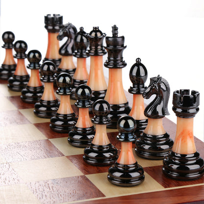 Luxury Chess Gift Set with Solid Wood Folding Board