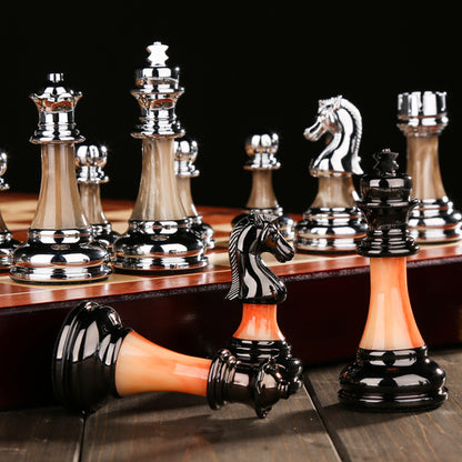 Luxury Chess Gift Set with Solid Wood Folding Board