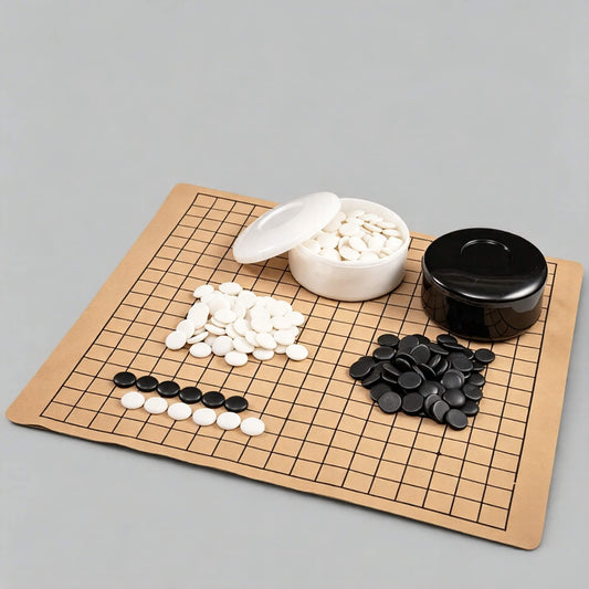 Beginner Go Board Game Set with Leather Board & Stones