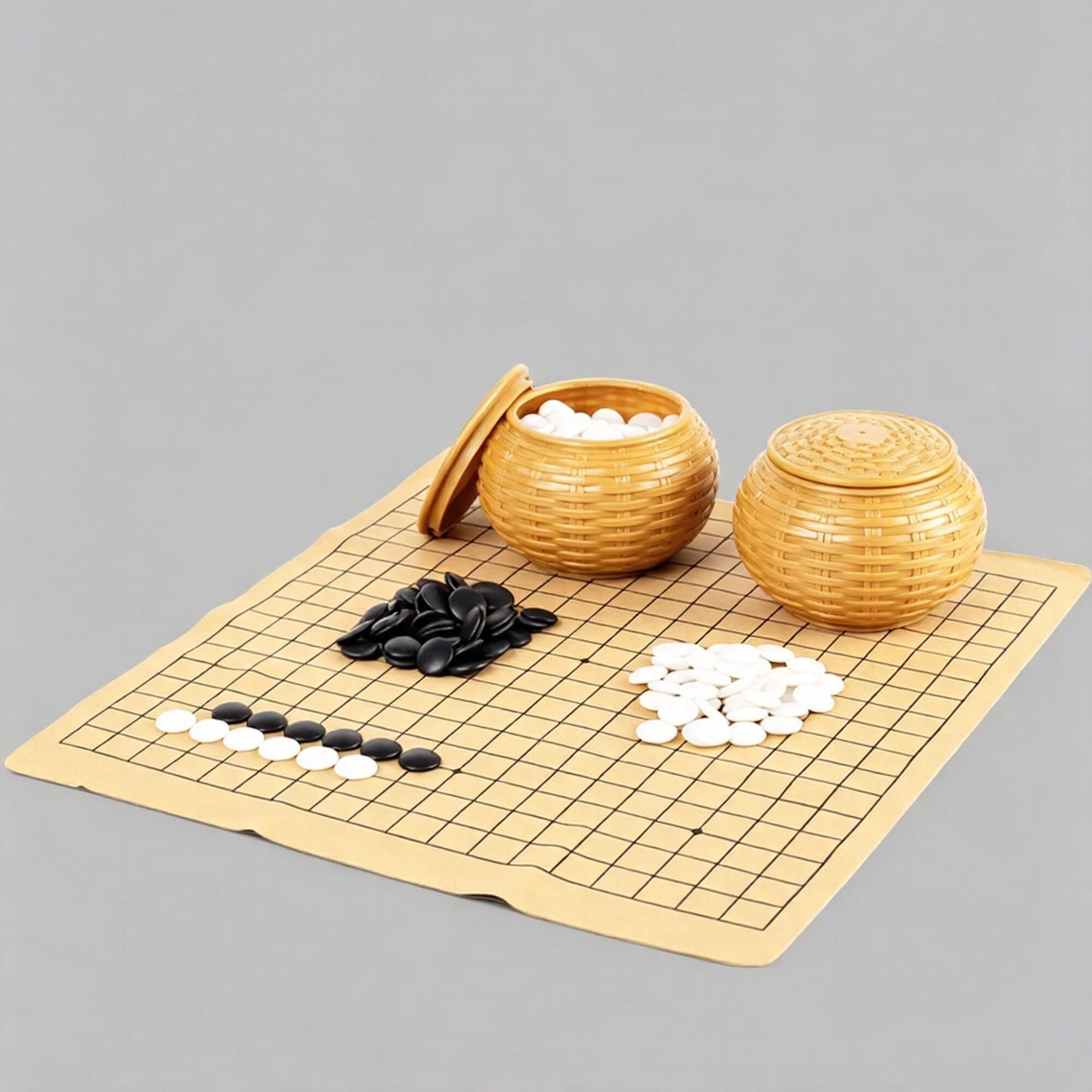 Beginner Go Board Game Set with Leather Board & Stones