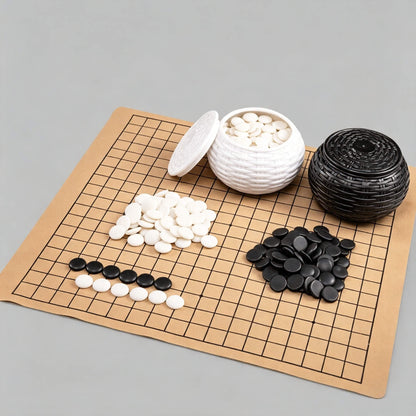Beginner Go Board Game Set with Leather Board & Stones
