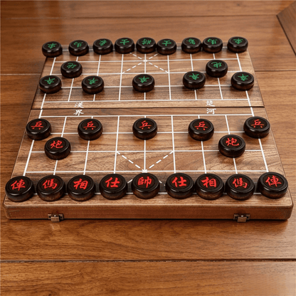 Chinese Chess (Xiangqi) Set with Folding Board & Birch Wood Pieces