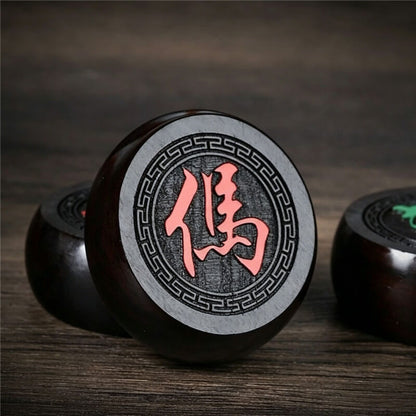 Ebony Wood Chinese Chess Set with Folding Wooden Board