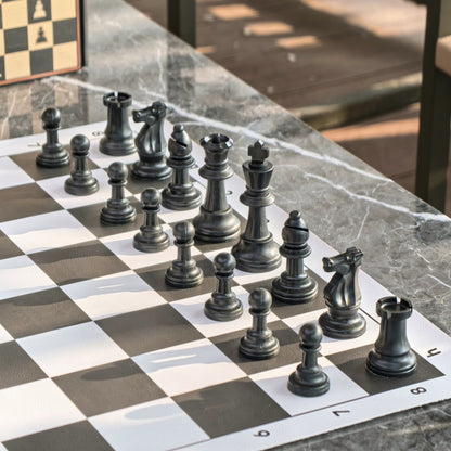 Portable Chess Board Set – PU Leather, Folds Flat
