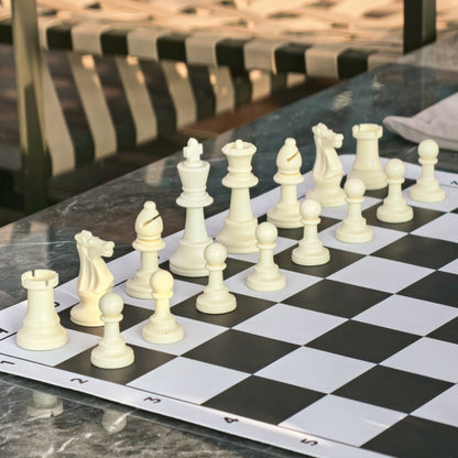 Portable Chess Board Set – PU Leather, Folds Flat