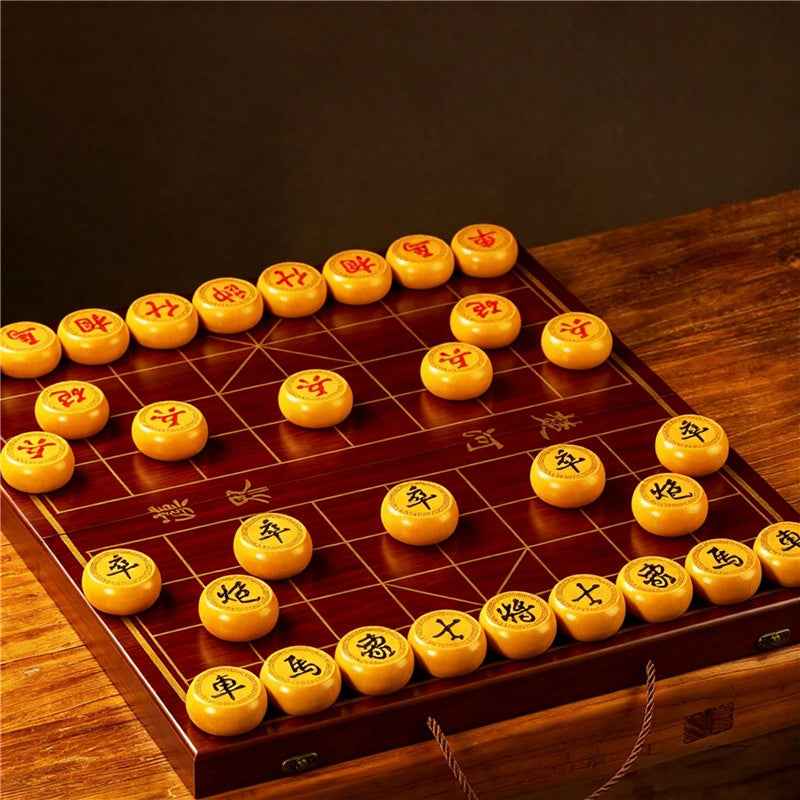 Solid Wood Chinese Chess Set (Foldable Xiangqi Board)