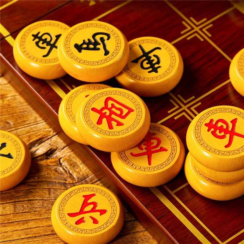 Solid Wood Chinese Chess Set (Foldable Xiangqi Board)