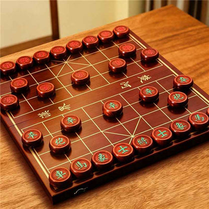 Solid Wood Chinese Chess Set & Folding Xiangqi Board