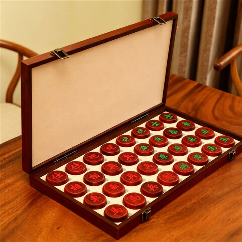 Solid Wood Chinese Chess Set & Folding Xiangqi Board