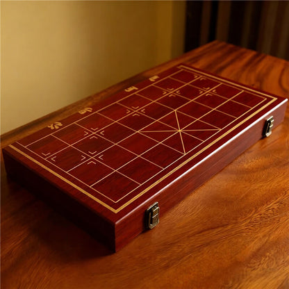 Solid Wood Chinese Chess Set & Folding Xiangqi Board