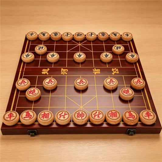 Solid Wood Chinese Chess Set & Folding Xiangqi Board