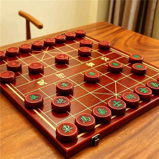 Solid Wood Chinese Chess Set & Folding Xiangqi Board