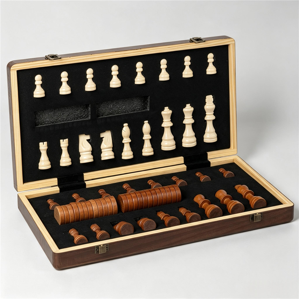Solid Wood Folding Chess Set | 3" Schima Wood Pieces