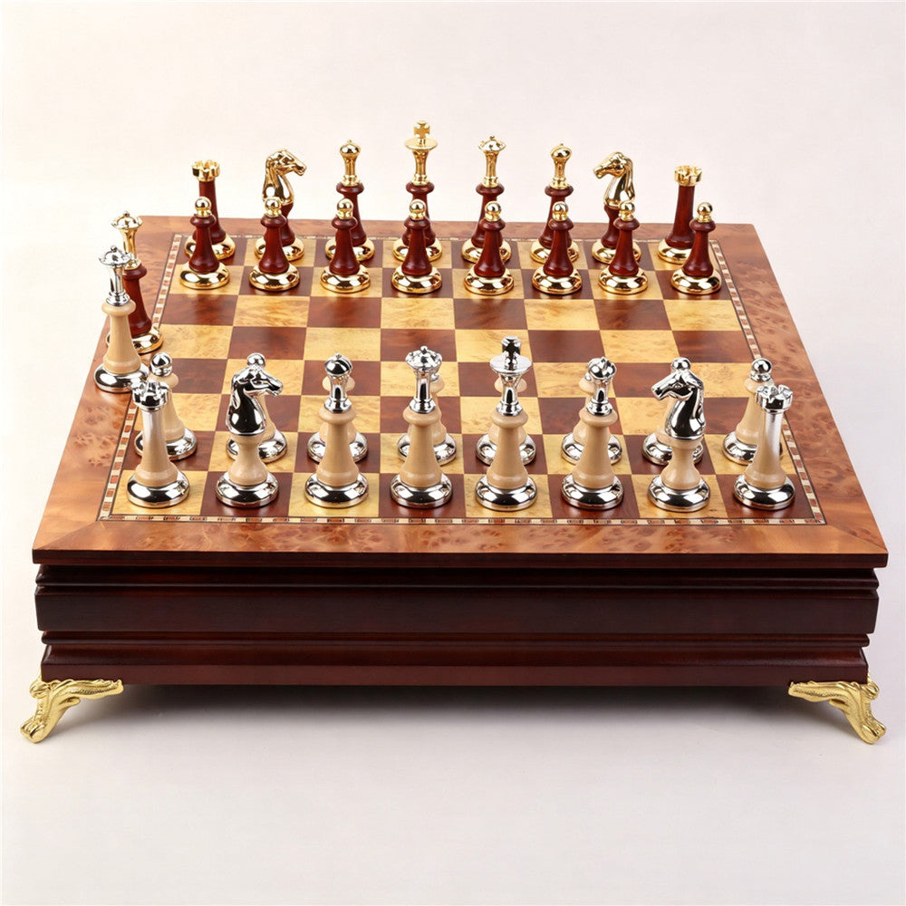 Best Wooden Drawer Chess Set with Metal Chess Pieces