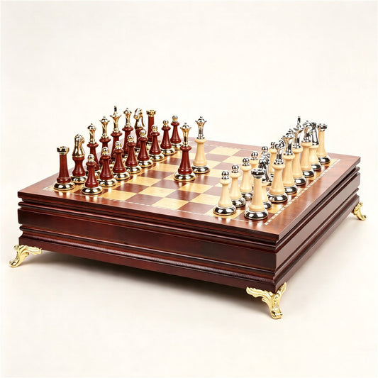 Best Wooden Drawer Chess Set with Metal Chess Pieces