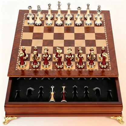 Best Wooden Drawer Chess Set with Metal Chess Pieces