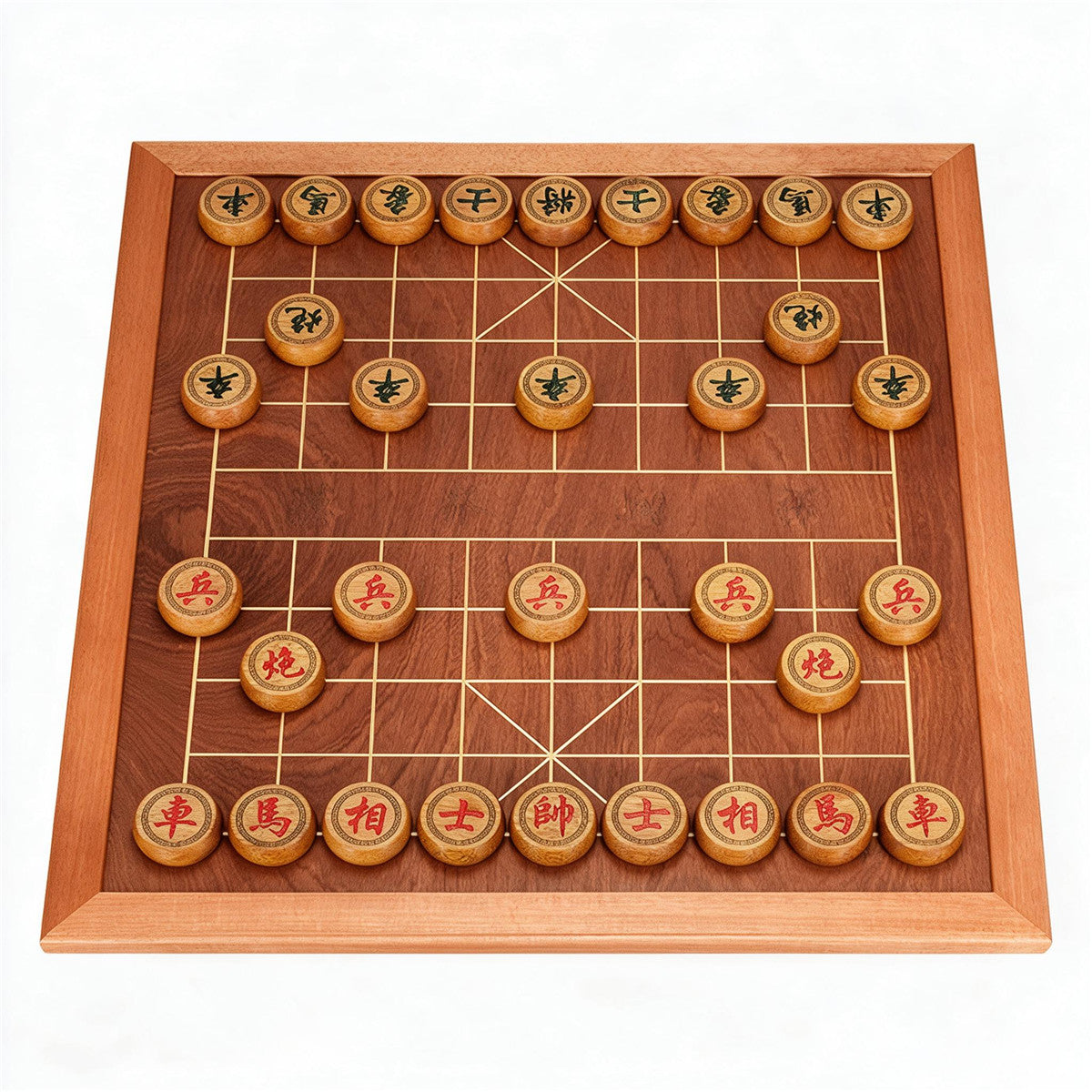 Chinese Chess Set Xiangqi with Solid Wood Pieces and Board