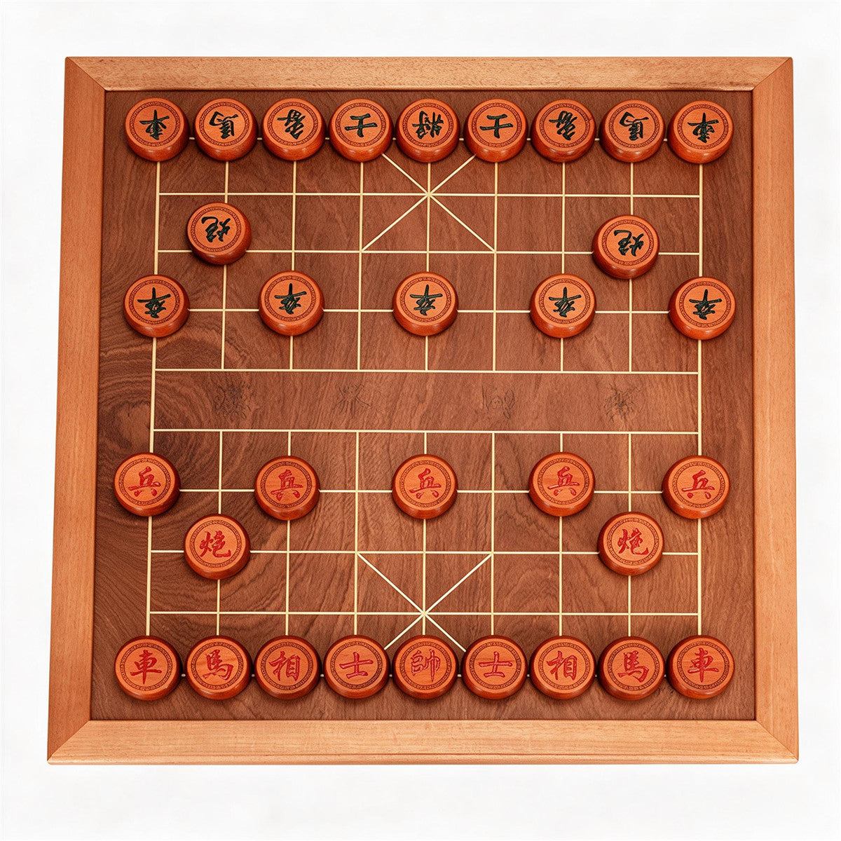 Chinese Chess Set Xiangqi with Solid Wood Pieces and Board