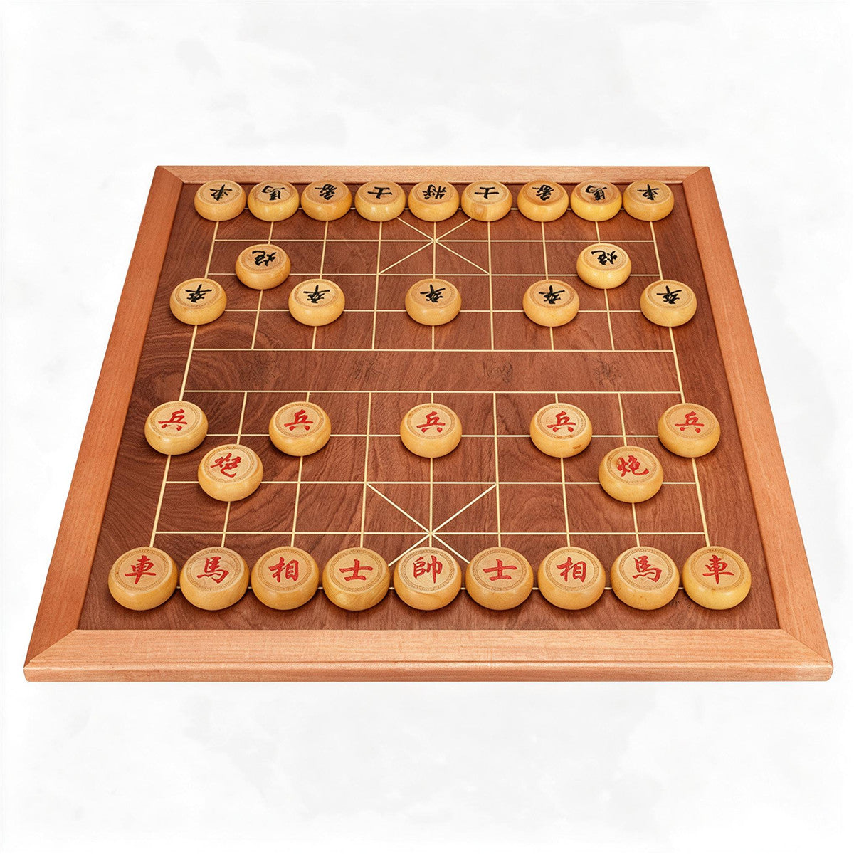 Chinese Chess Set Xiangqi with Solid Wood Pieces and Board