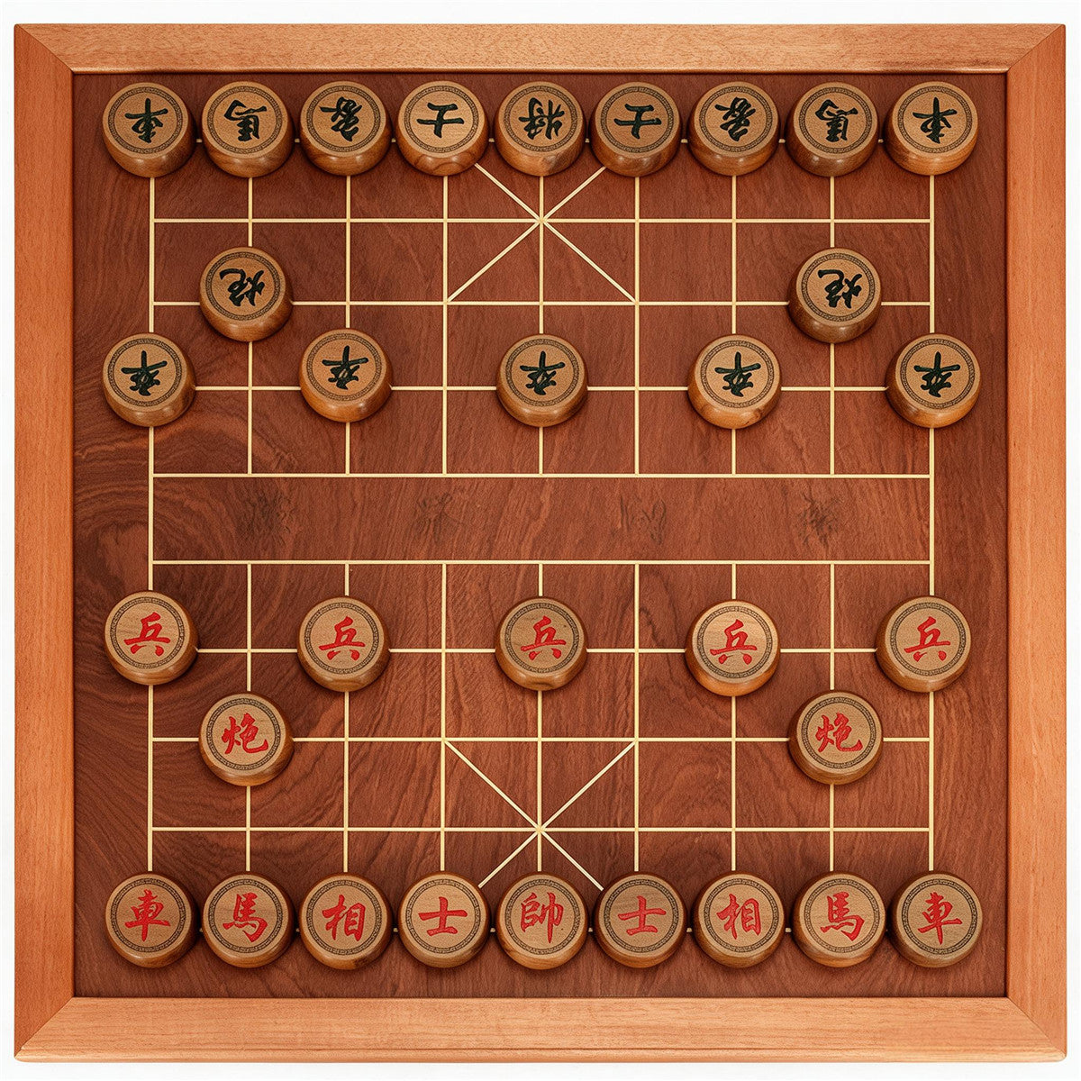 Chinese Chess Set Xiangqi with Solid Wood Pieces and Board
