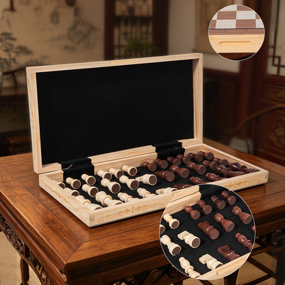 Folding Wooden Travel Chess Set | Portable Solid Wood Chessboard