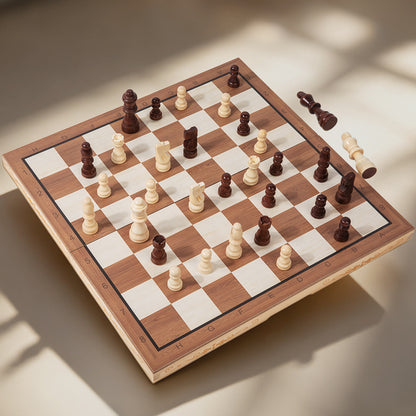 Folding Wooden Travel Chess Set | Portable Solid Wood Chessboard