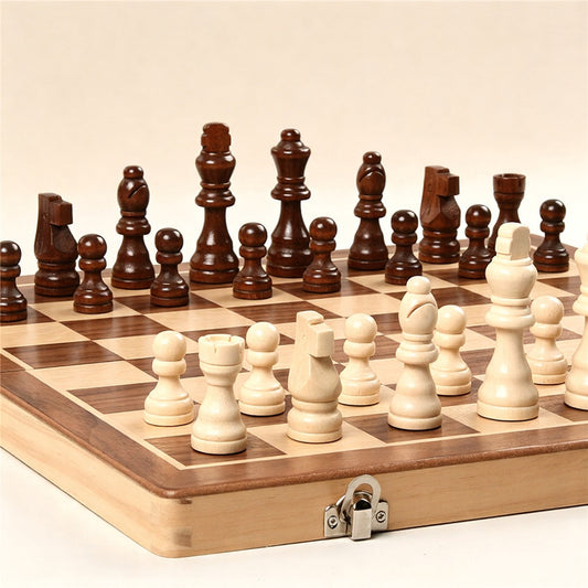 Magnetic Foldable Wooden Chess Set | Solid Walnut Board