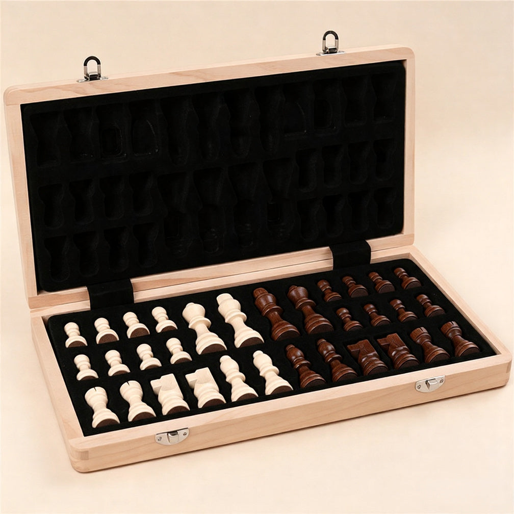 Magnetic Foldable Wooden Chess Set | Solid Walnut Board