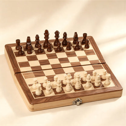 Magnetic Foldable Wooden Chess Set | Solid Walnut Board