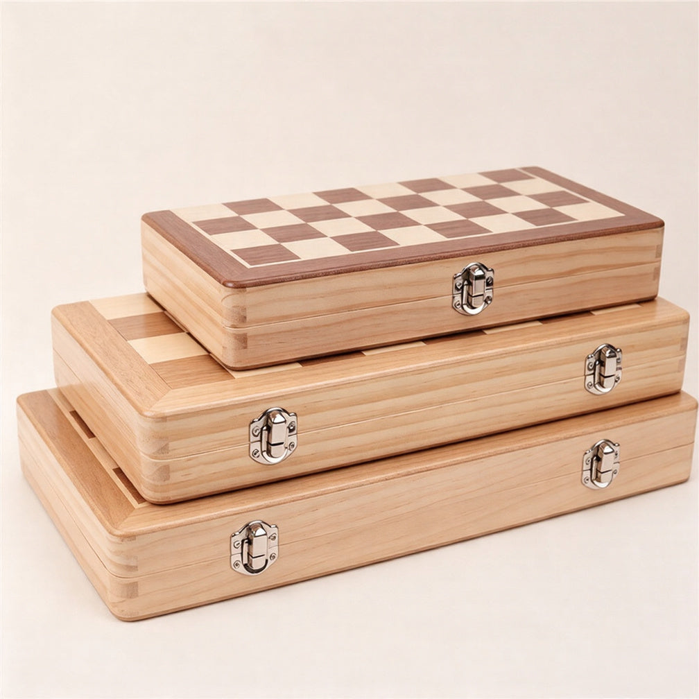 Magnetic Foldable Wooden Chess Set | Solid Walnut Board