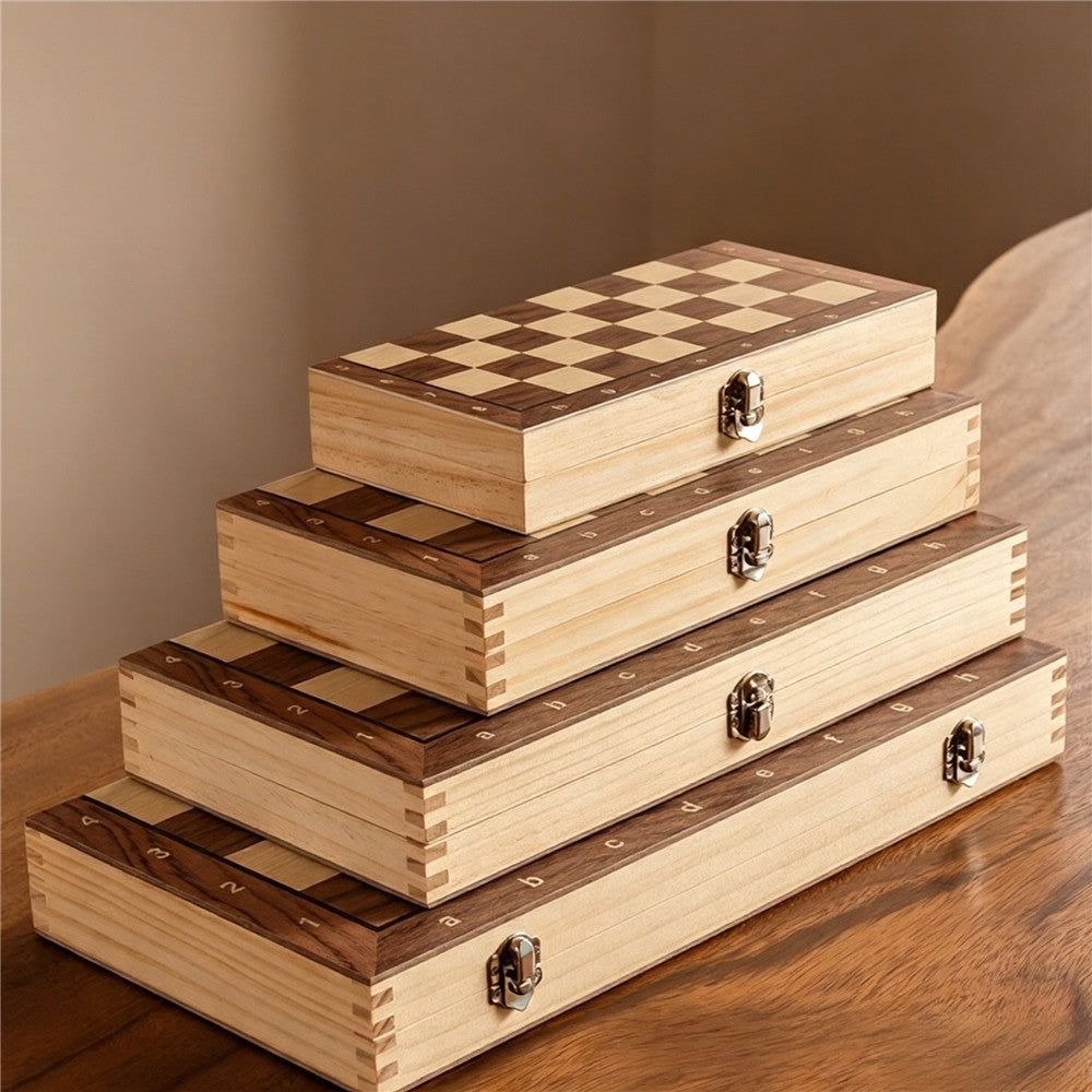 Magnetic Wooden Chess Set with Folding Board & Storage