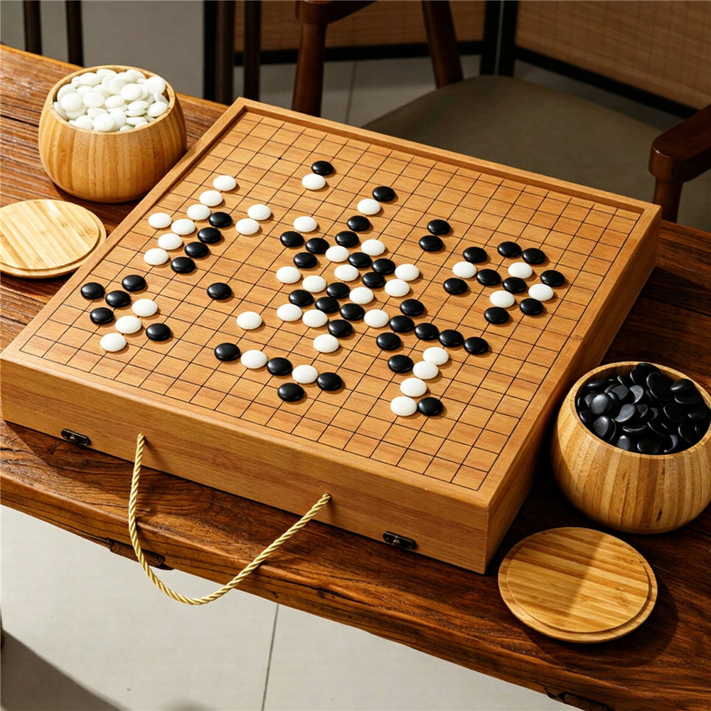 Portable Folding Go Board Set | Solid Wood Travel Go Set