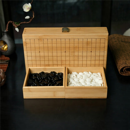 Portable Travel Go Set – 19x19 Folding Bamboo Board with Yunzi Stones