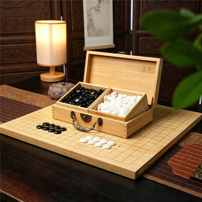 Portable Travel Go Set – 19x19 Folding Bamboo Board with Yunzi Stones