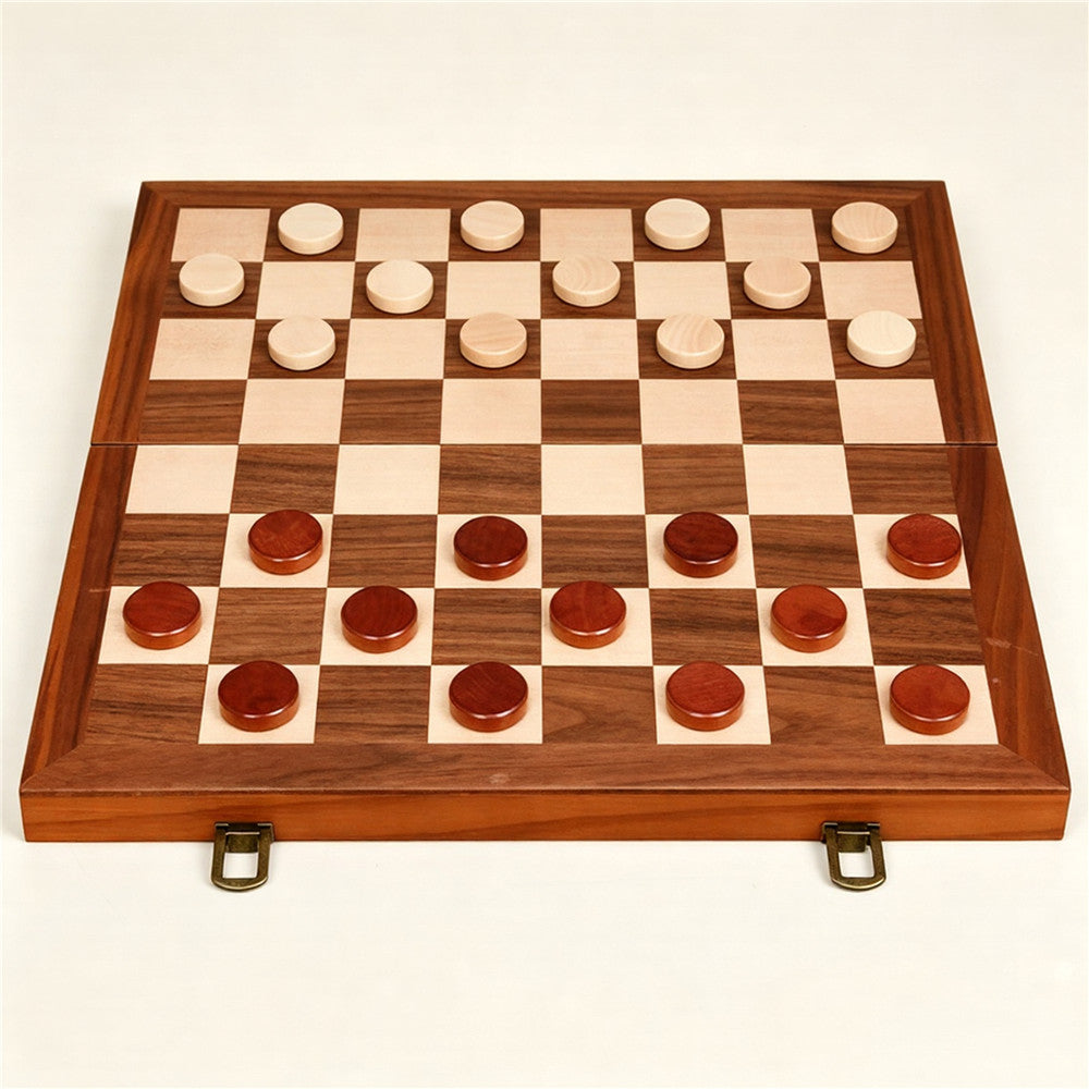 Portable Wooden Magnetic Travel Chess & Checkers Set – 2-in-1 Travel Game Board