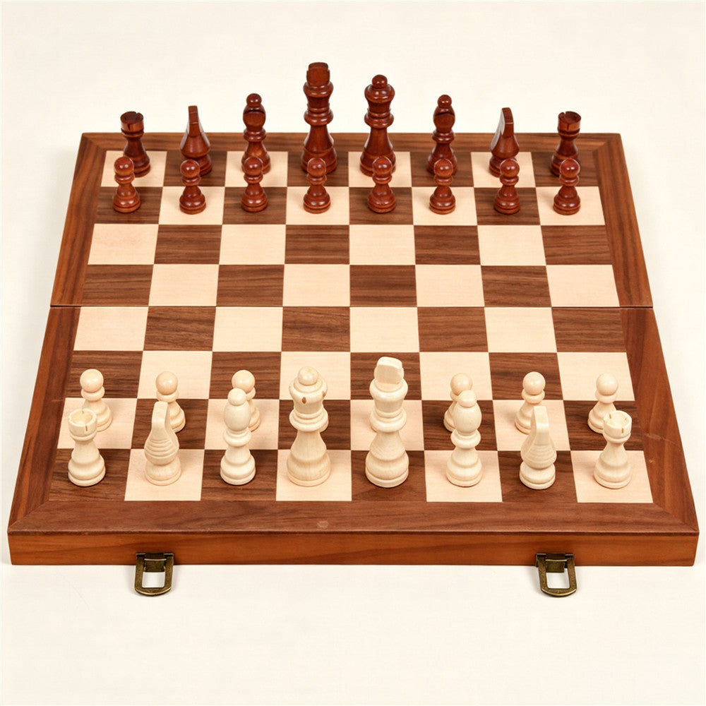 Portable Wooden Magnetic Travel Chess & Checkers Set – 2-in-1 Travel Game Board