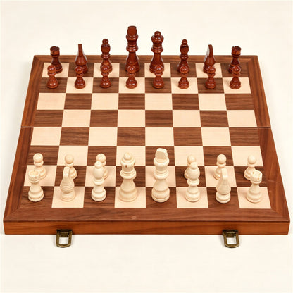 Portable Wooden Magnetic Travel Chess & Checkers Set – 2-in-1 Travel Game Board