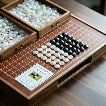 Premium Natural Agate Go Board Set | Solid Wood Board (Drawers)