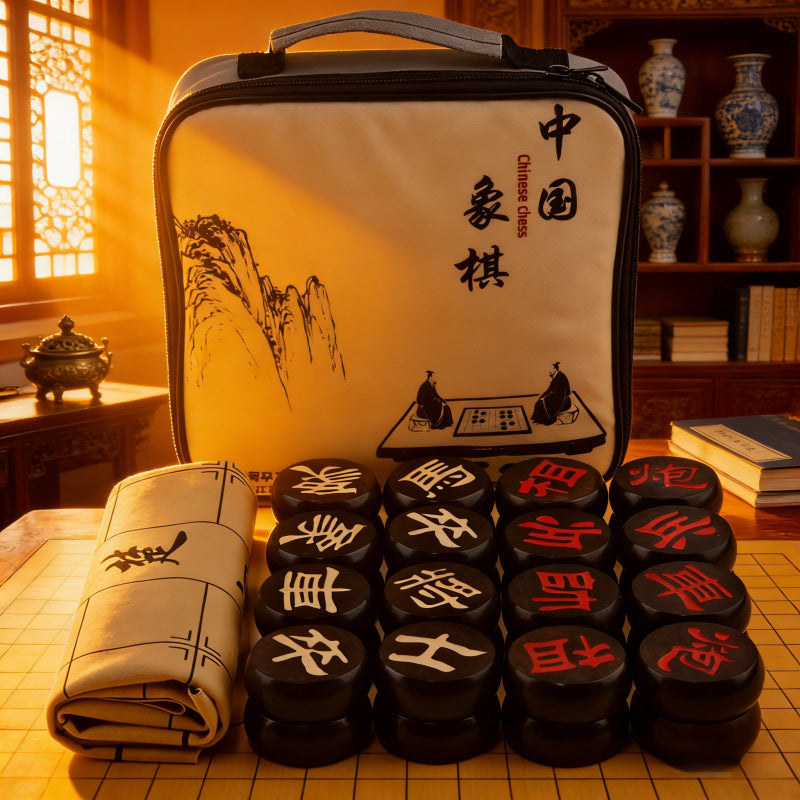 Chinesisches Schachspiel aus lila Sandelholz | Handgraviertes Xiangqi