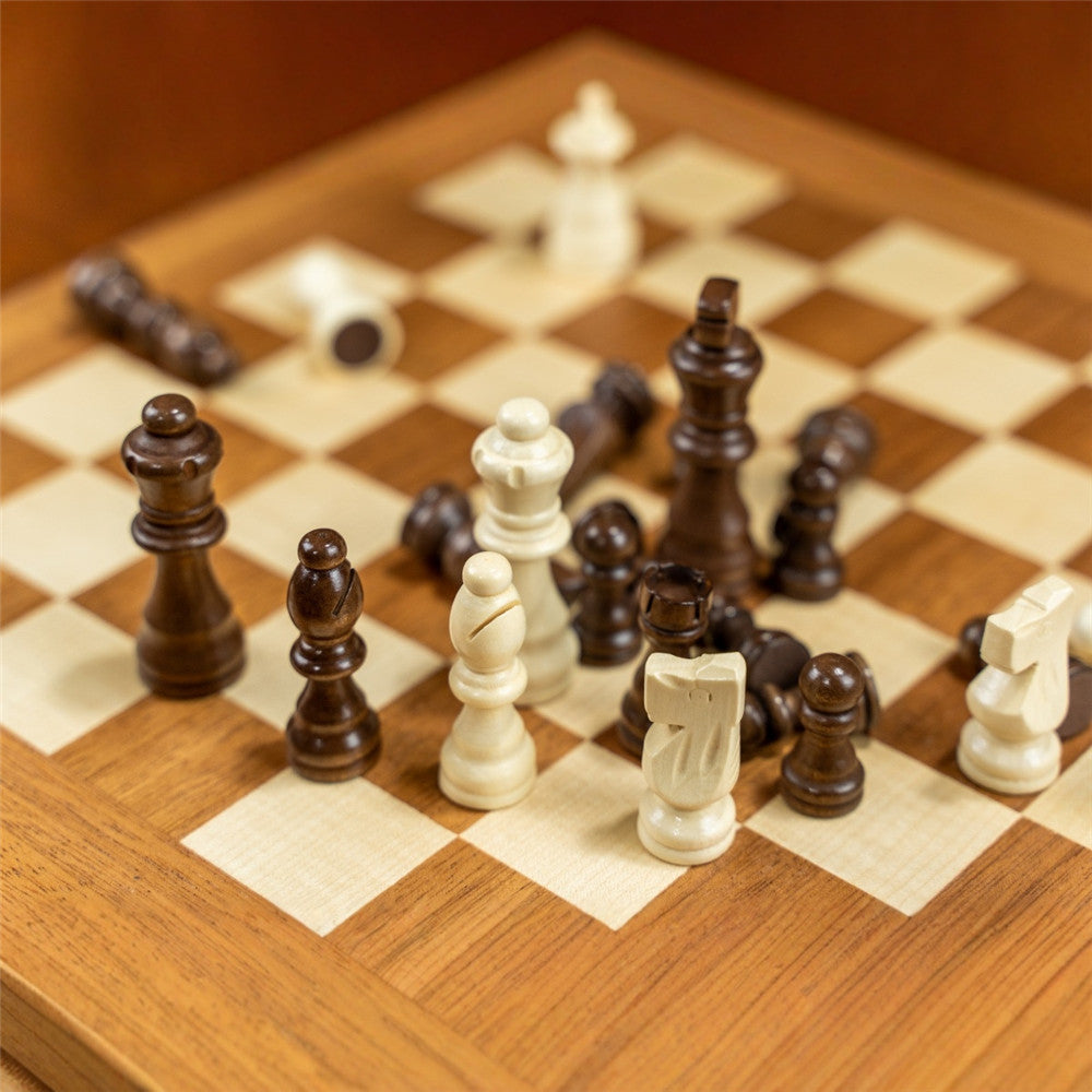 Solid Wood Chess Set | Maple & Sapele, 40cm Family Board