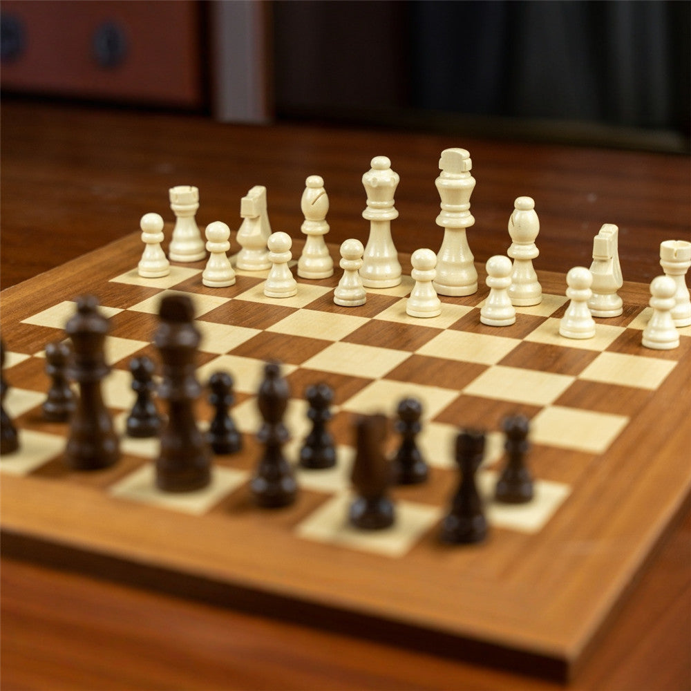 Solid Wood Chess Set | Maple & Sapele, 40cm Family Board