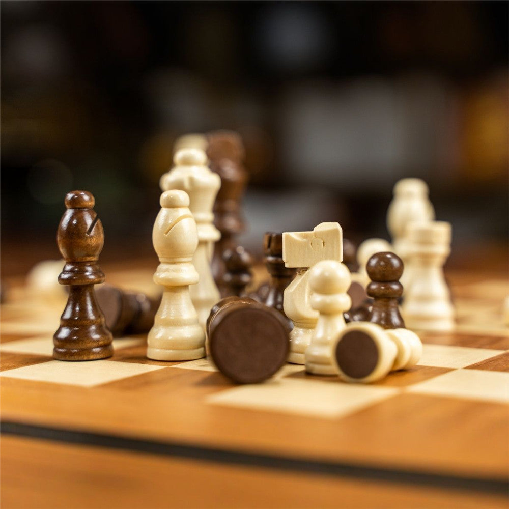 Solid Wood Chess Set | Maple & Sapele, 40cm Family Board